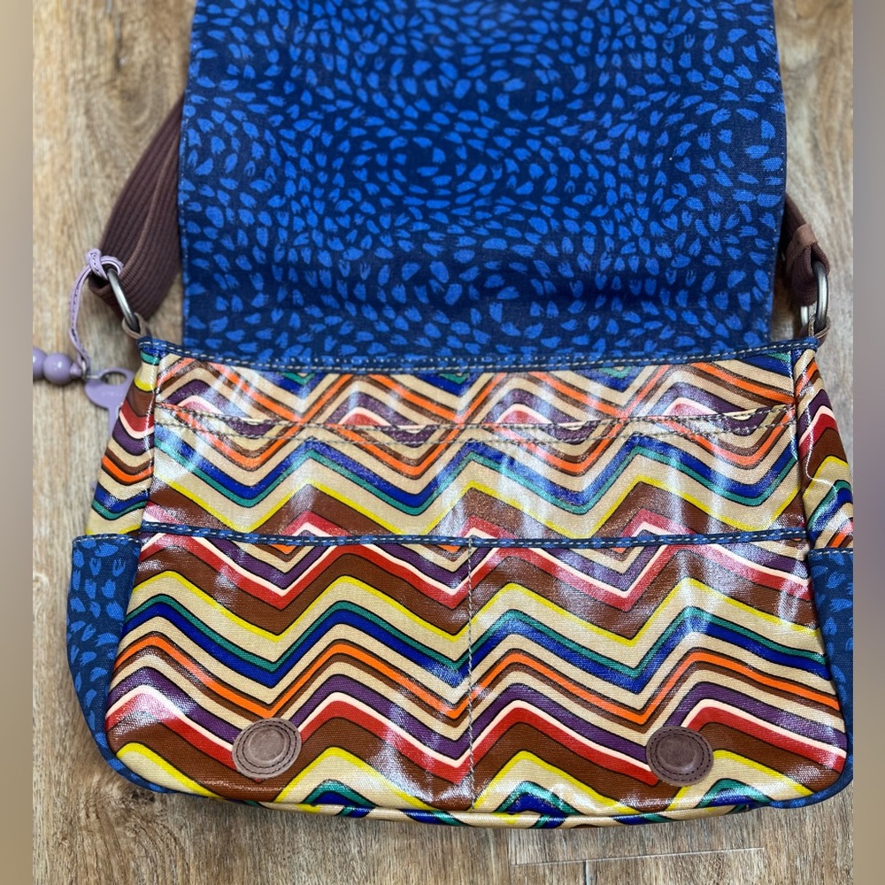 Multicolor Chevron Crossbody Bag - Brown Strap - Picture 6 of 14